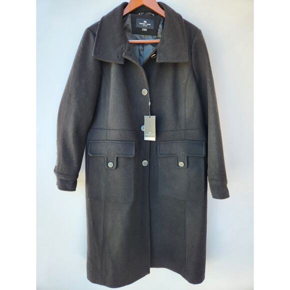 Andrew Marc Almedia Wool Blend Trench Coat Size Large